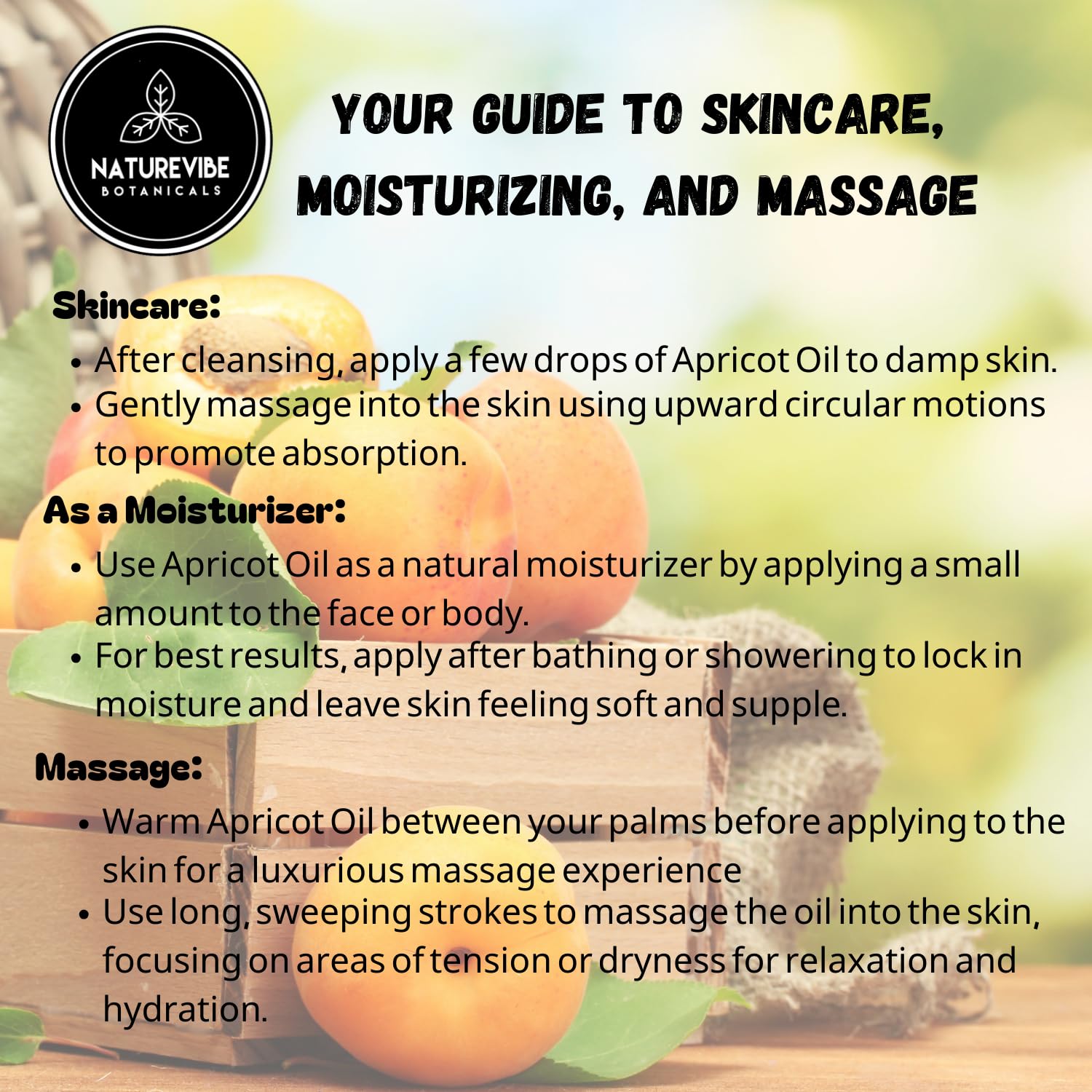 Naturevibe Botanicals Apricot Oil 100% pure label on packaging