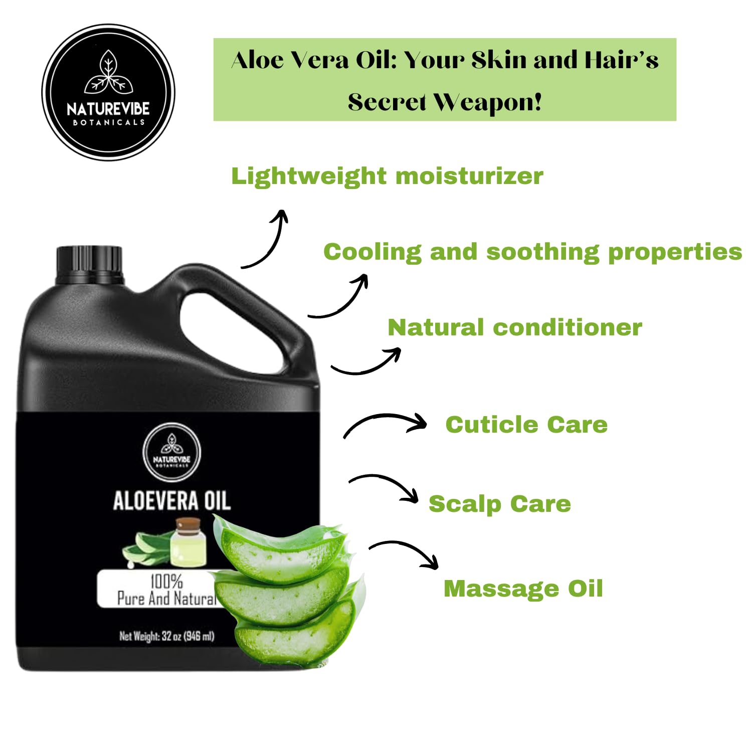 Naturevibe Botanicals Aloe Vera Oil body oil for daily moisture.