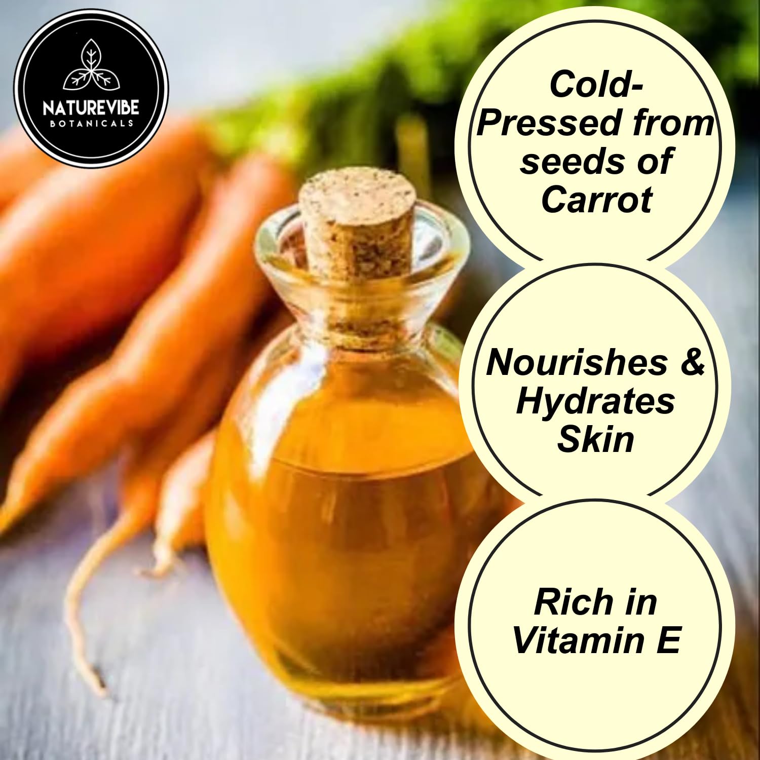 Naturevibe Botanicals carrot oil skin care usage with non-greasy finish