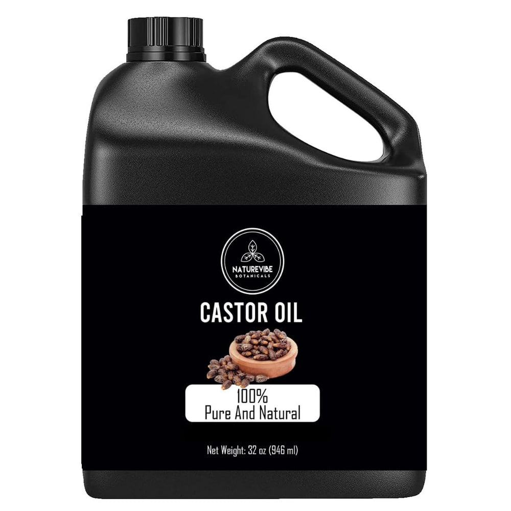 Naturevibe Botanicals Castor Oil 32oz bottle for deep skin hydration and hair care