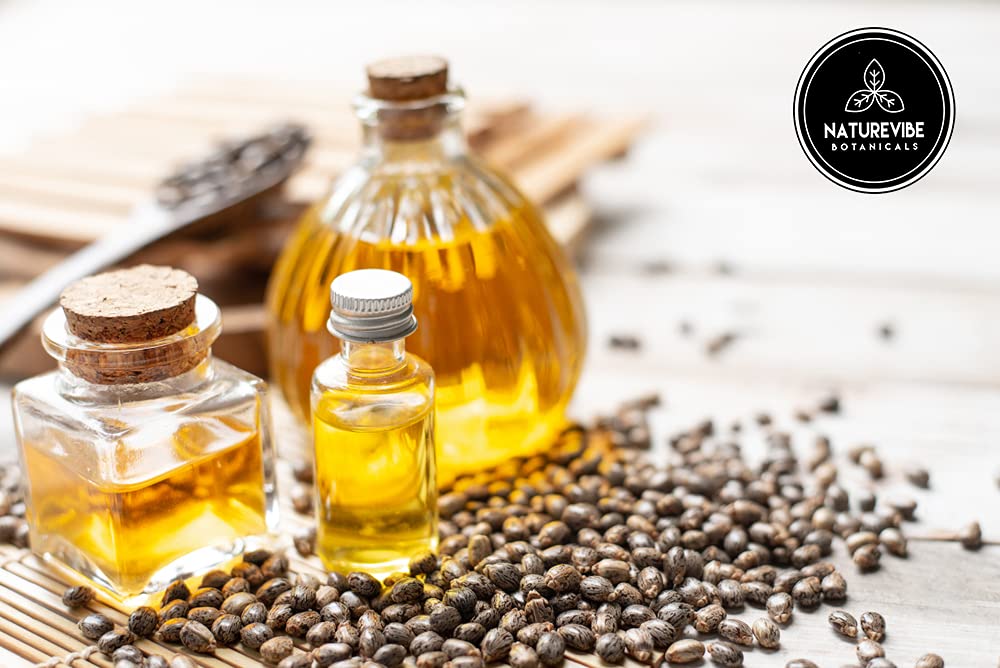 Naturevibe Botanicals castor oil label highlights hexane-free cold-pressed formula