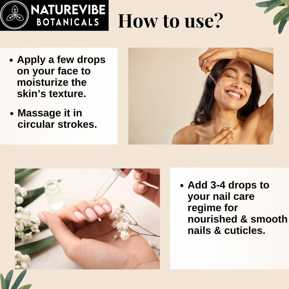 Naturevibe Botanicals Castor Rosemary Oil application on eyelashes and brows suggests conditioning benefits.