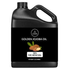 Naturevibe Botanicals Golden Jojoba Oil bottle shows pure, long-lasting hydration for skin and hair
