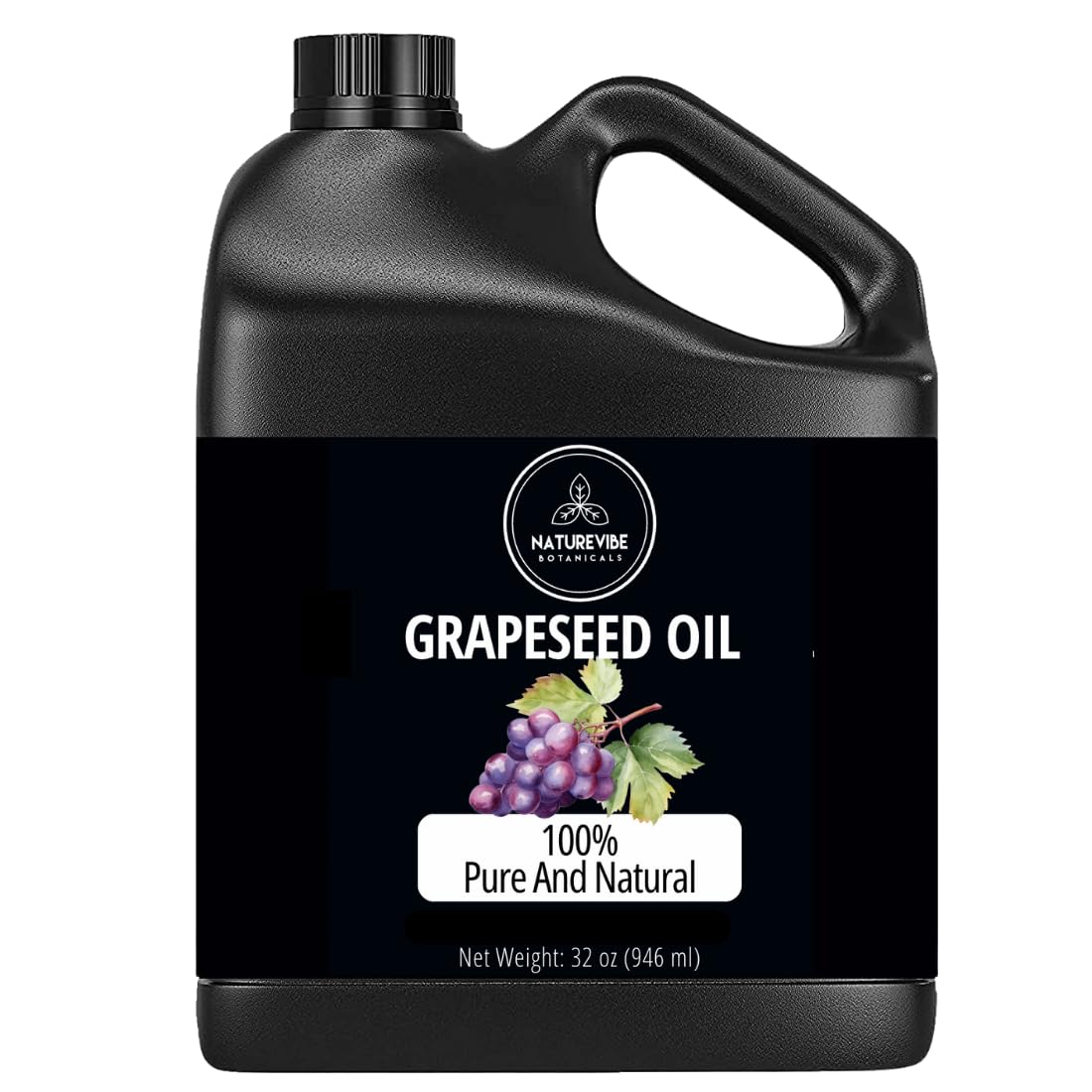 Naturevibe Botanicals grapeseed oil 32oz bottle for skin and hair hydration