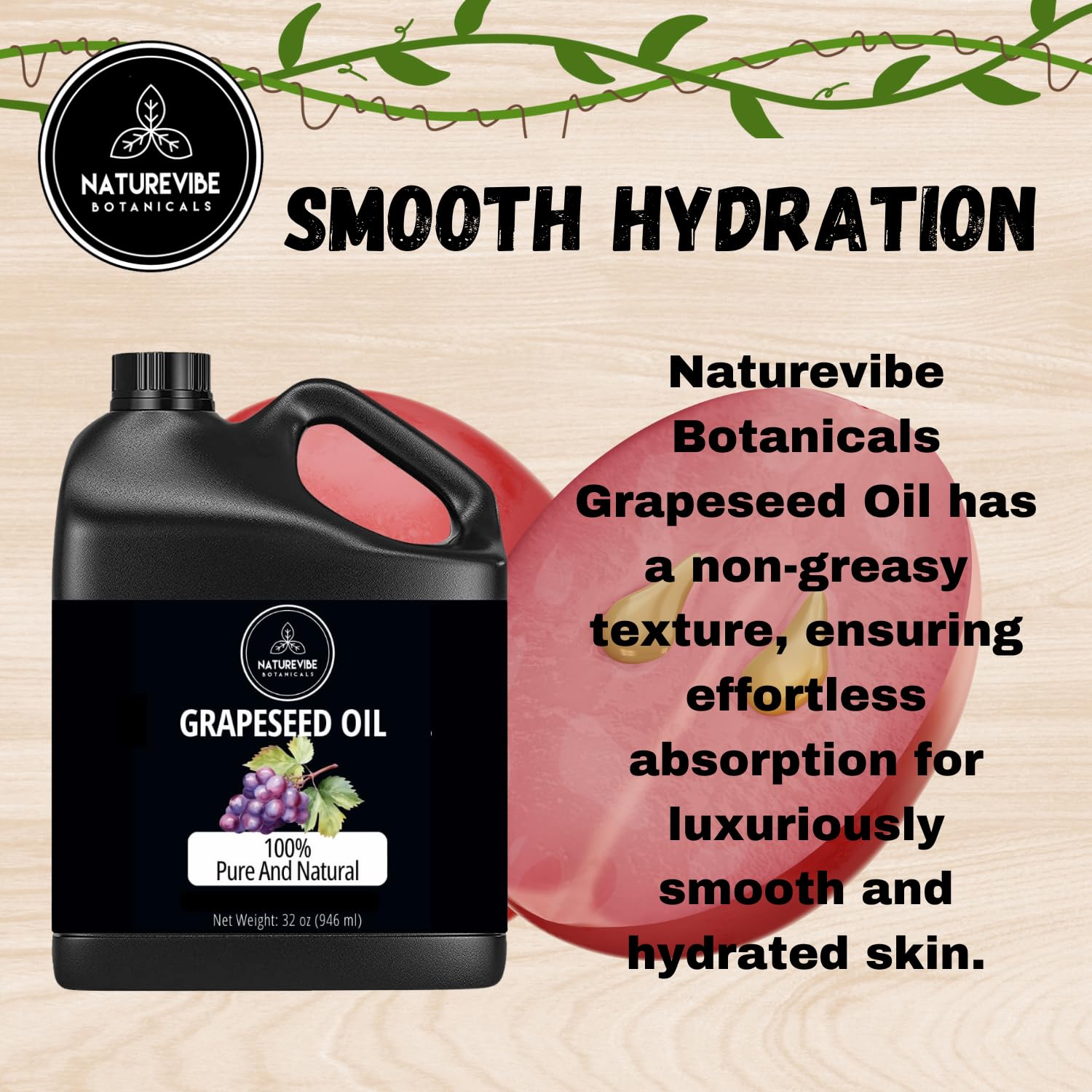 Naturevibe Botanicals grapeseed oil on nails softens cuticles