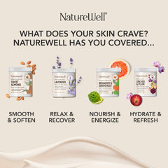 Nature Well Lavender cream bottle close-up emphasizes silky, fast-absorbing finish.