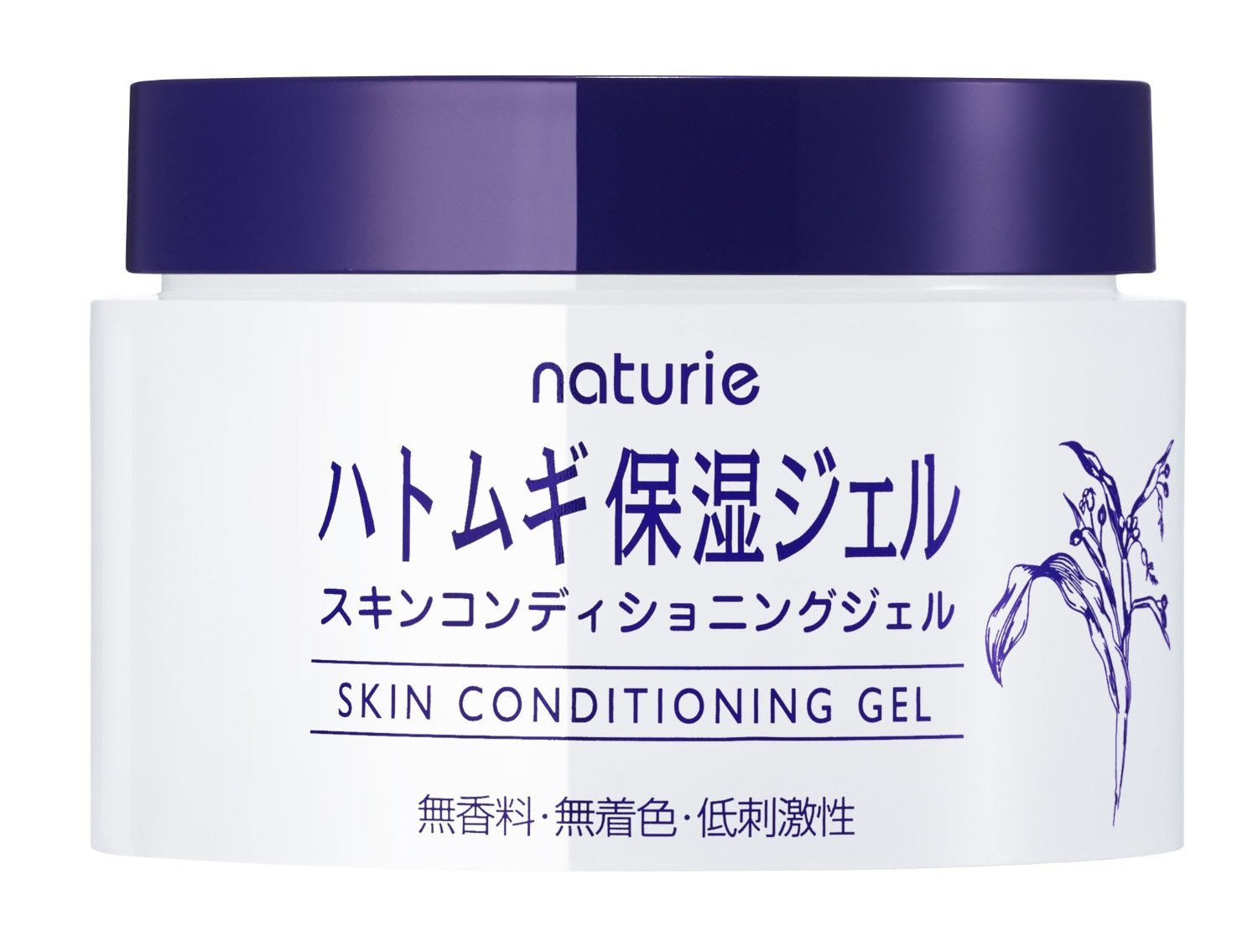 Naturie Skin Conditioning Gel 180g jar shows soft, gentle skin-care formula for daily smoothing.