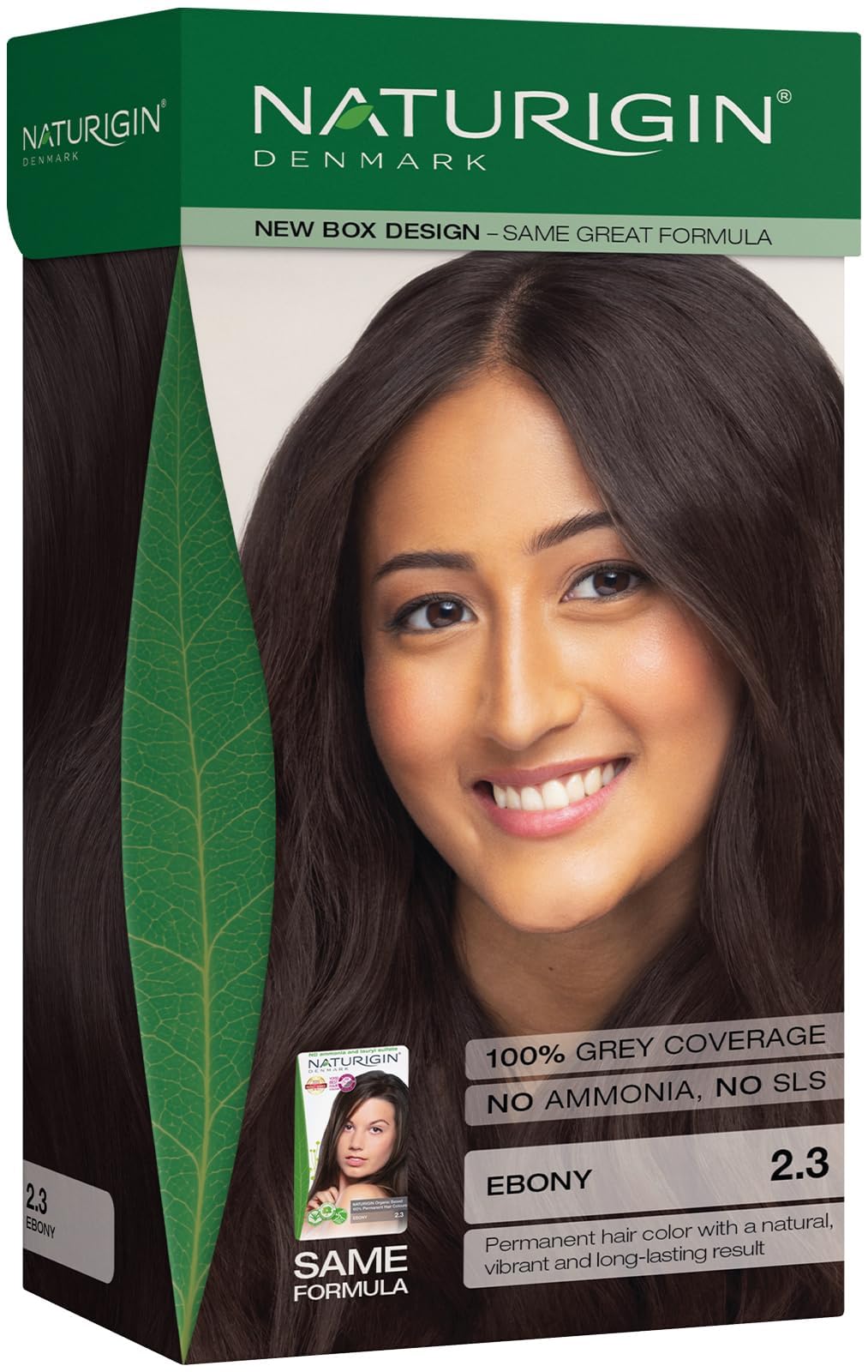 Naturigin Ebony Black bottle for easy at-home color application and gray coverage.