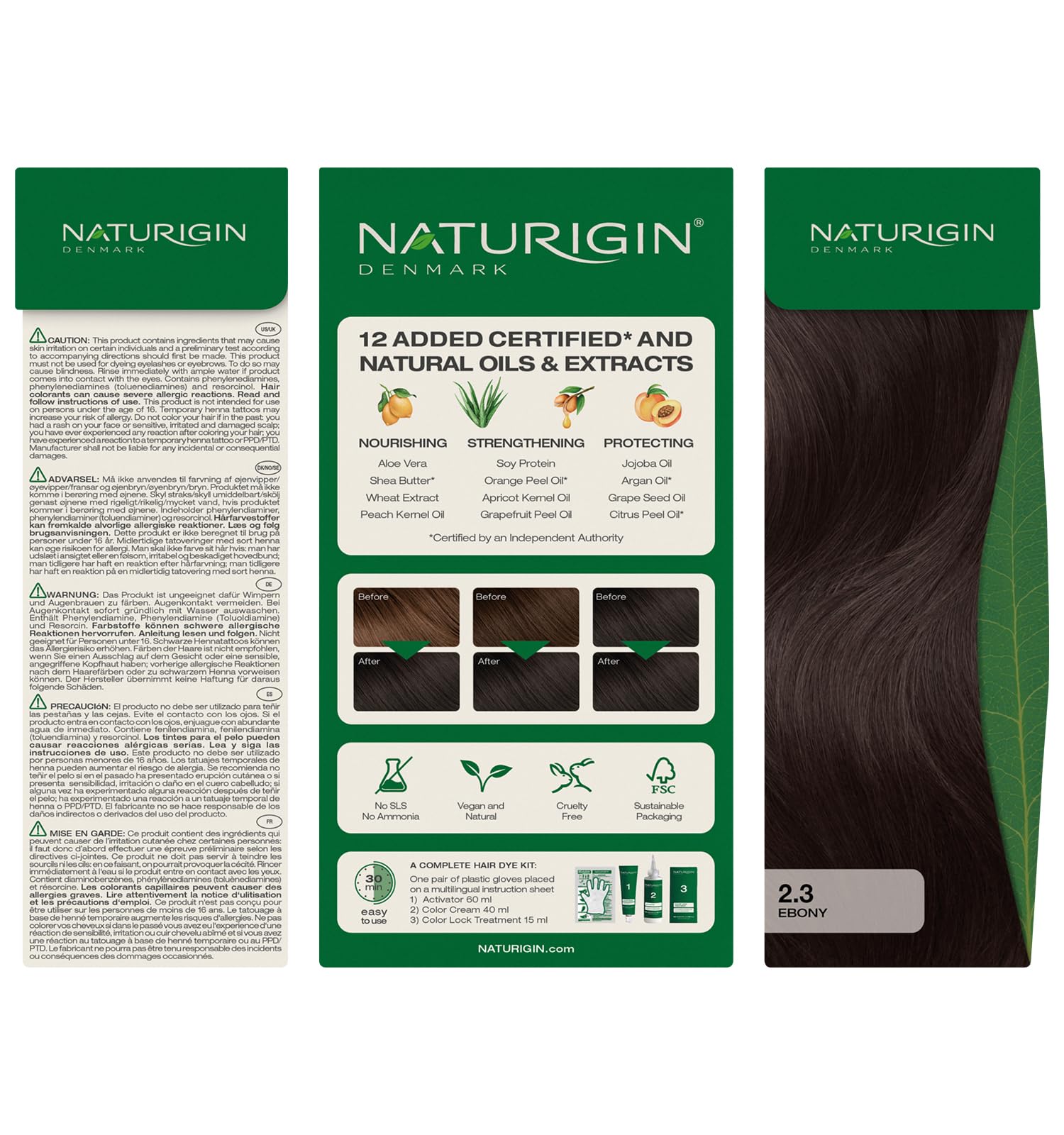 Naturigin Ebony Black natural formula with argan oil and shea butter.