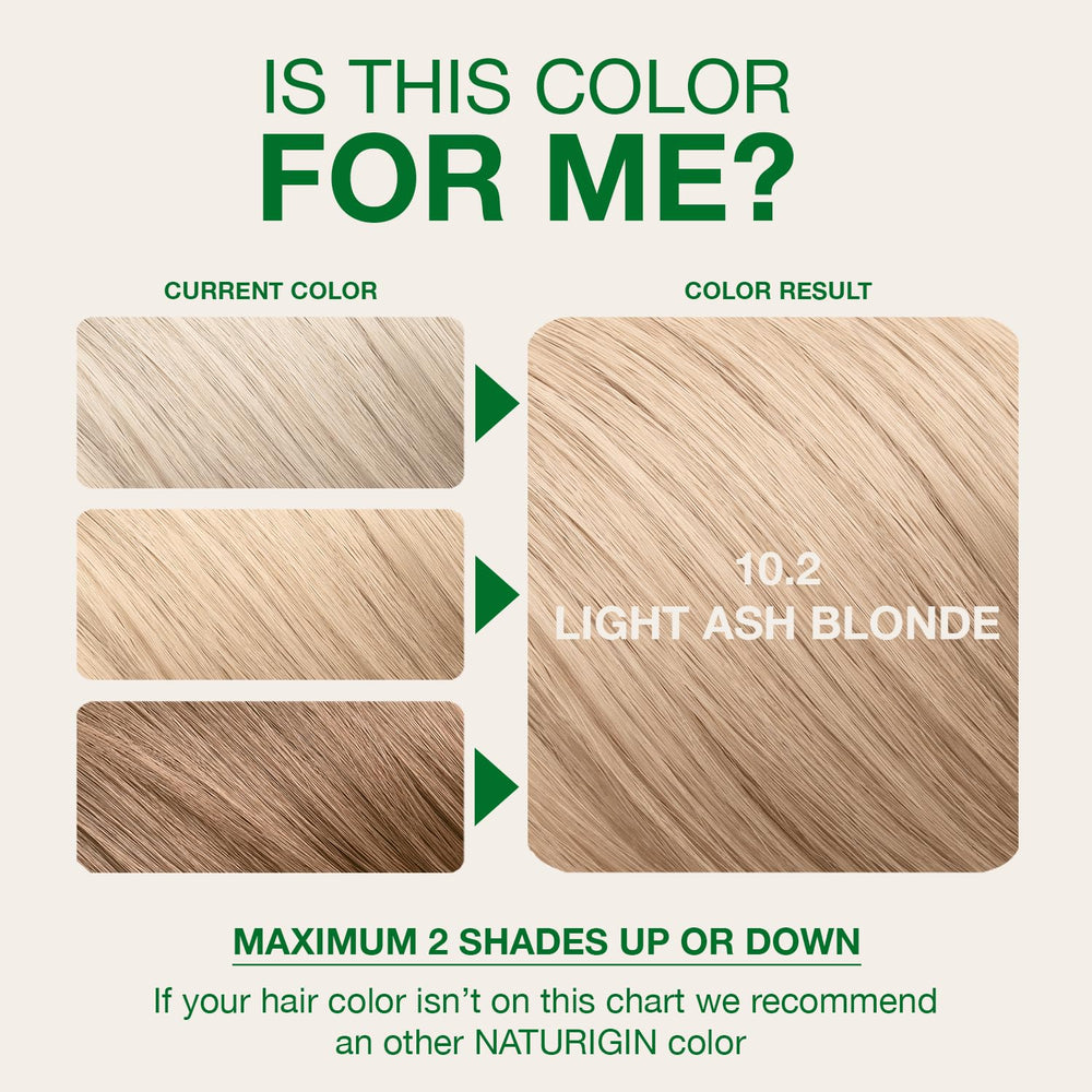 Naturigin hair color result in light ash blonde with vibrant, fade-resistant tone