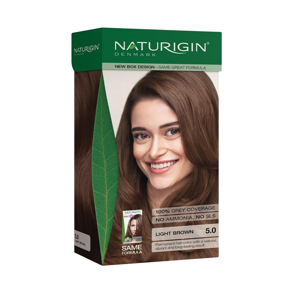 Naturigin tiente permanente 5-0 cabello, color duradero y cobertura total de canas.