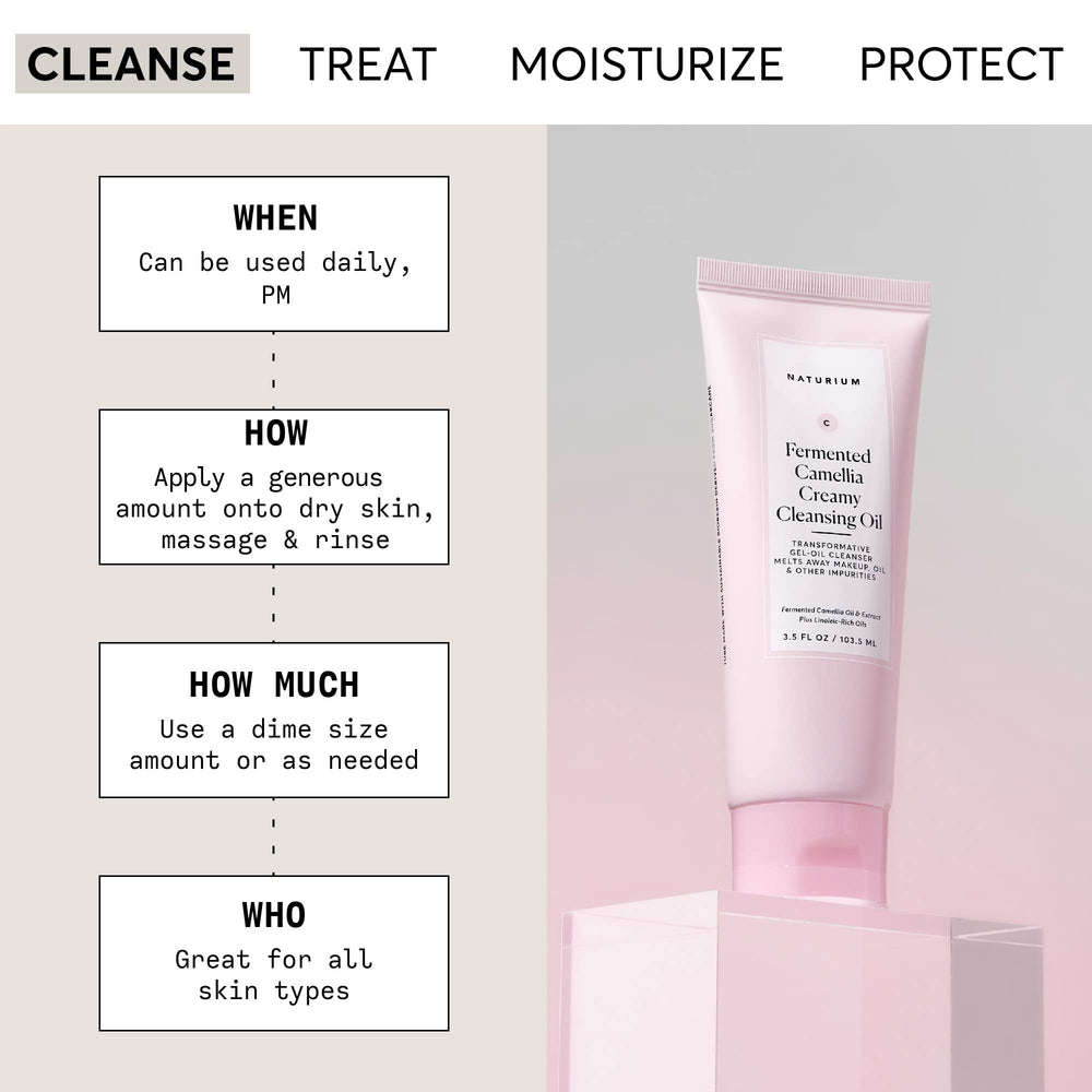 Naturium Camellia Creamy Cleansing Oil texture spreads smoothly for gentle cleansing.