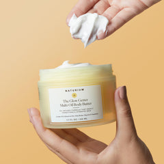Naturium Glow Getter shea butter ingredient panel emphasizes nourishing oils for supple skin.
