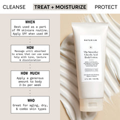 Application of Naturium Glycolic Acid Body Lotion on skin for hydration.