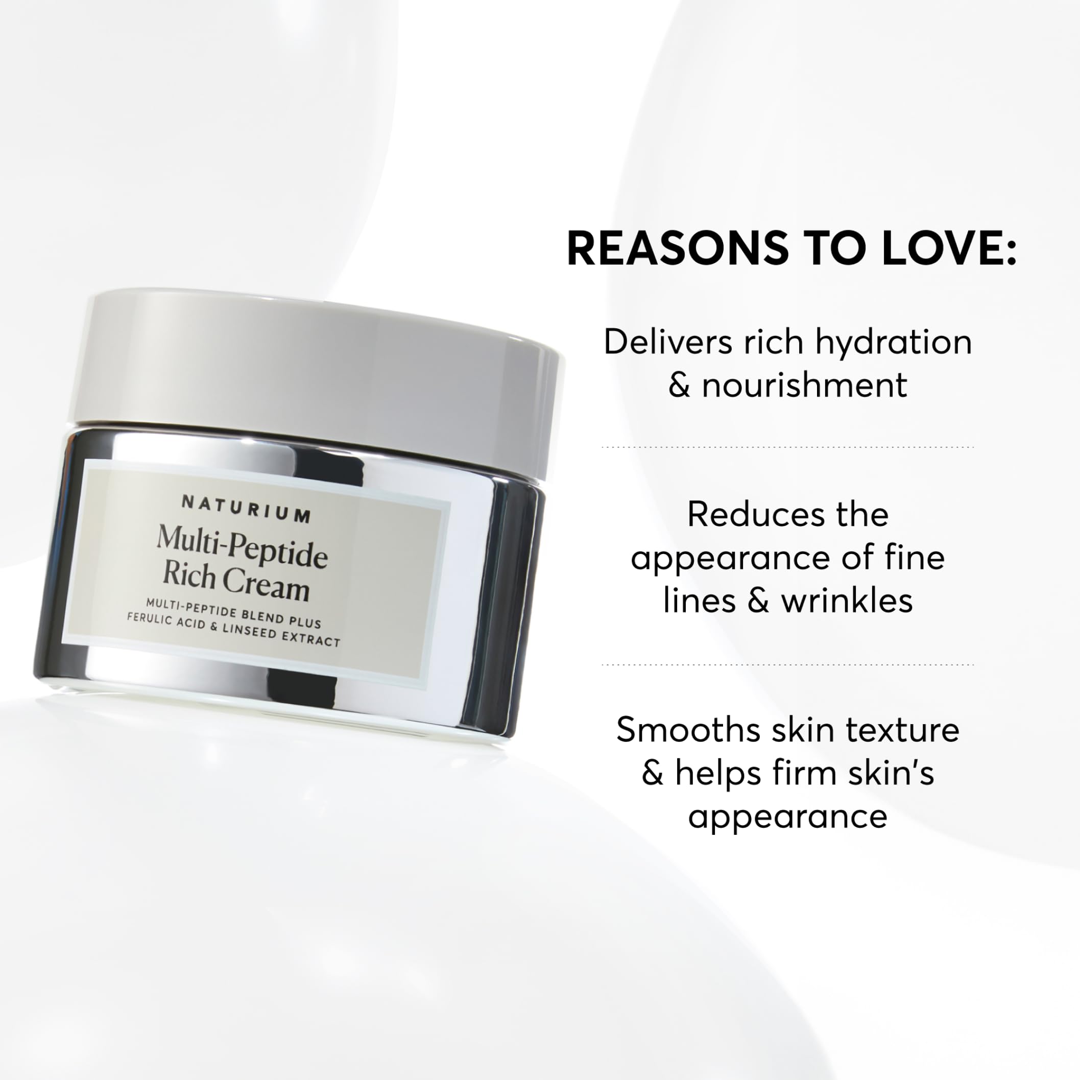 Naturium Multi-Peptide Rich Cream swatch on hand demonstrates immediate hydration.