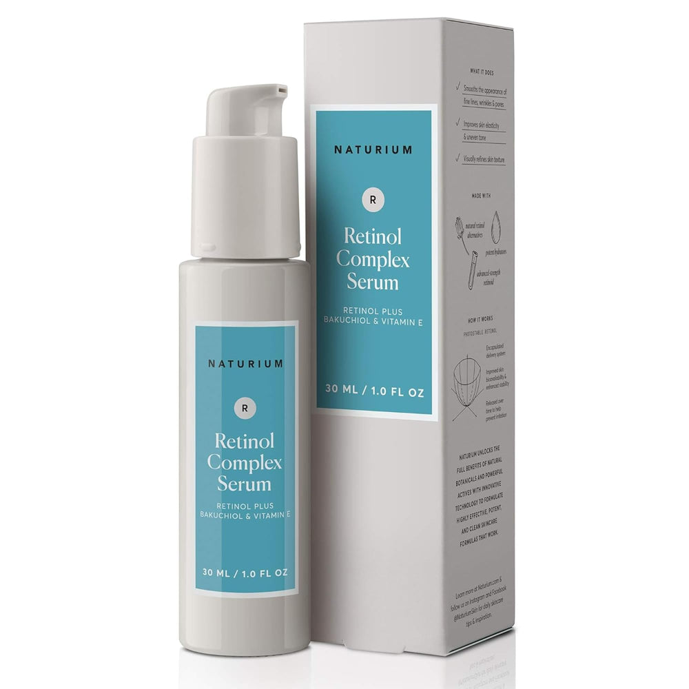 Naturium Retinol Complex Serum bottle front—potential for smoother, refined skin.