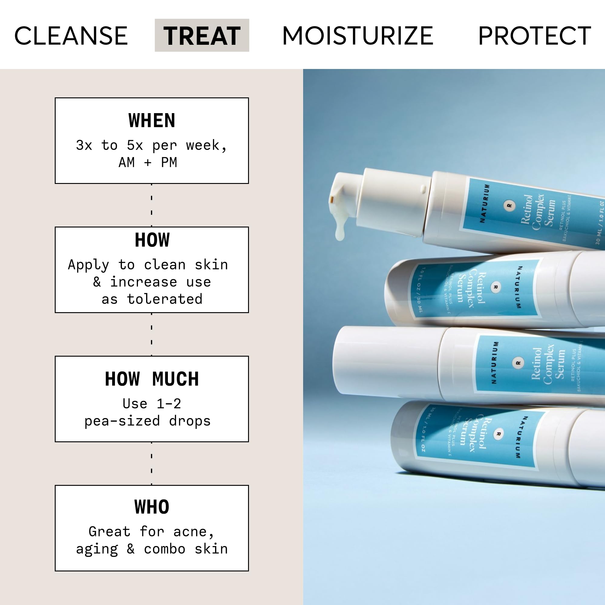 Naturium Retinol Complex Serum packaging box—vegan, cruelty-free packaging for nightly use.