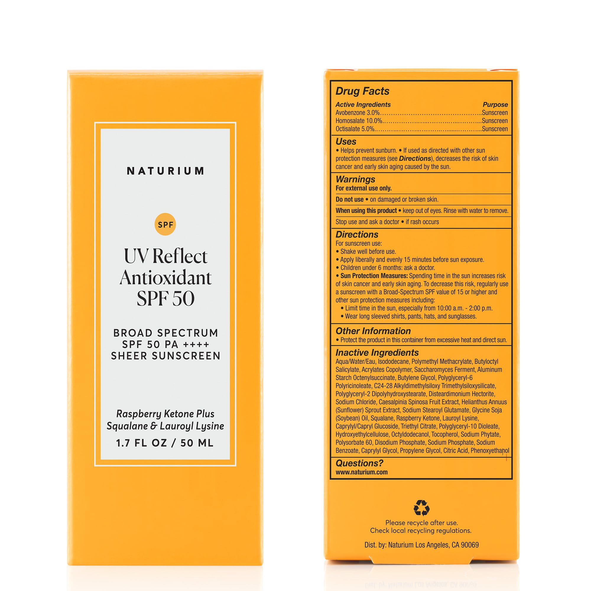Naturium UV Reflect packaging highlights blue light protection with InfraGuard.