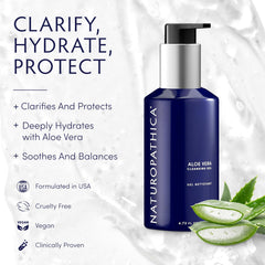 Naturopathica Aloe Vera Cleansing Gel foaming lather during face wash, soothing lavender.