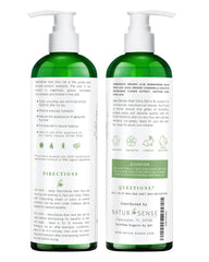 NaturSense Aloe Gel applied to hair and scalp for nourishment.
