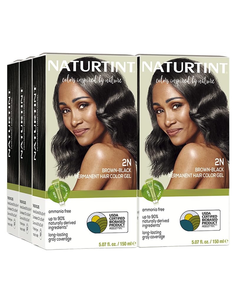 Naturtint 2N Brown Black packaging shows vegan, ammonia-free formula for healthy-looking color