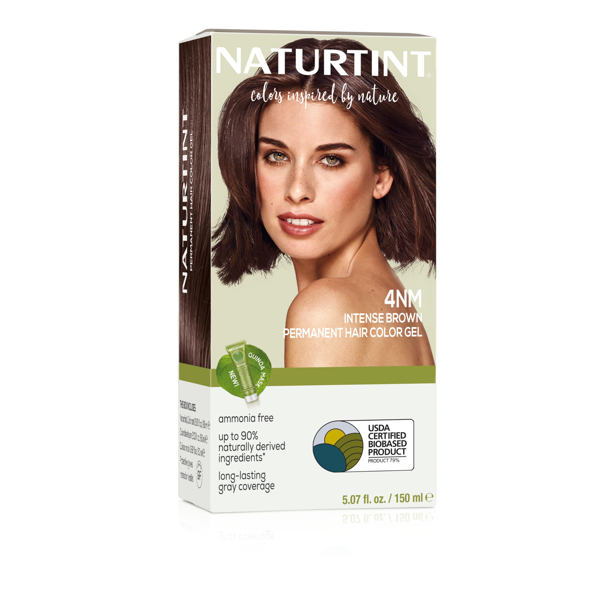 Naturtint 4NM Intense Brown packaging showcases vegan, ammonia-free color for at-home coloring.
