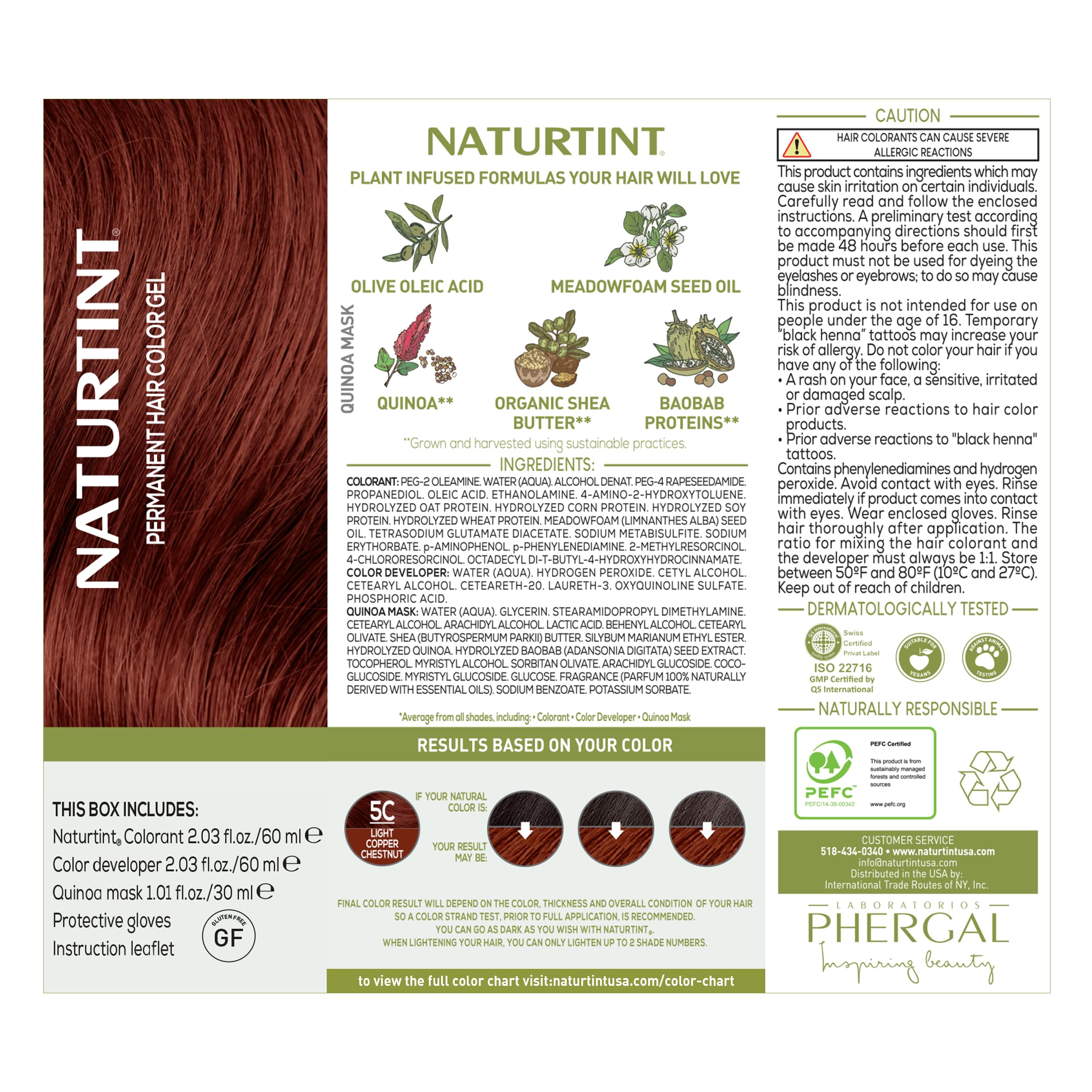 Naturtint 5C finished hair swatch in copper chestnut shade on model