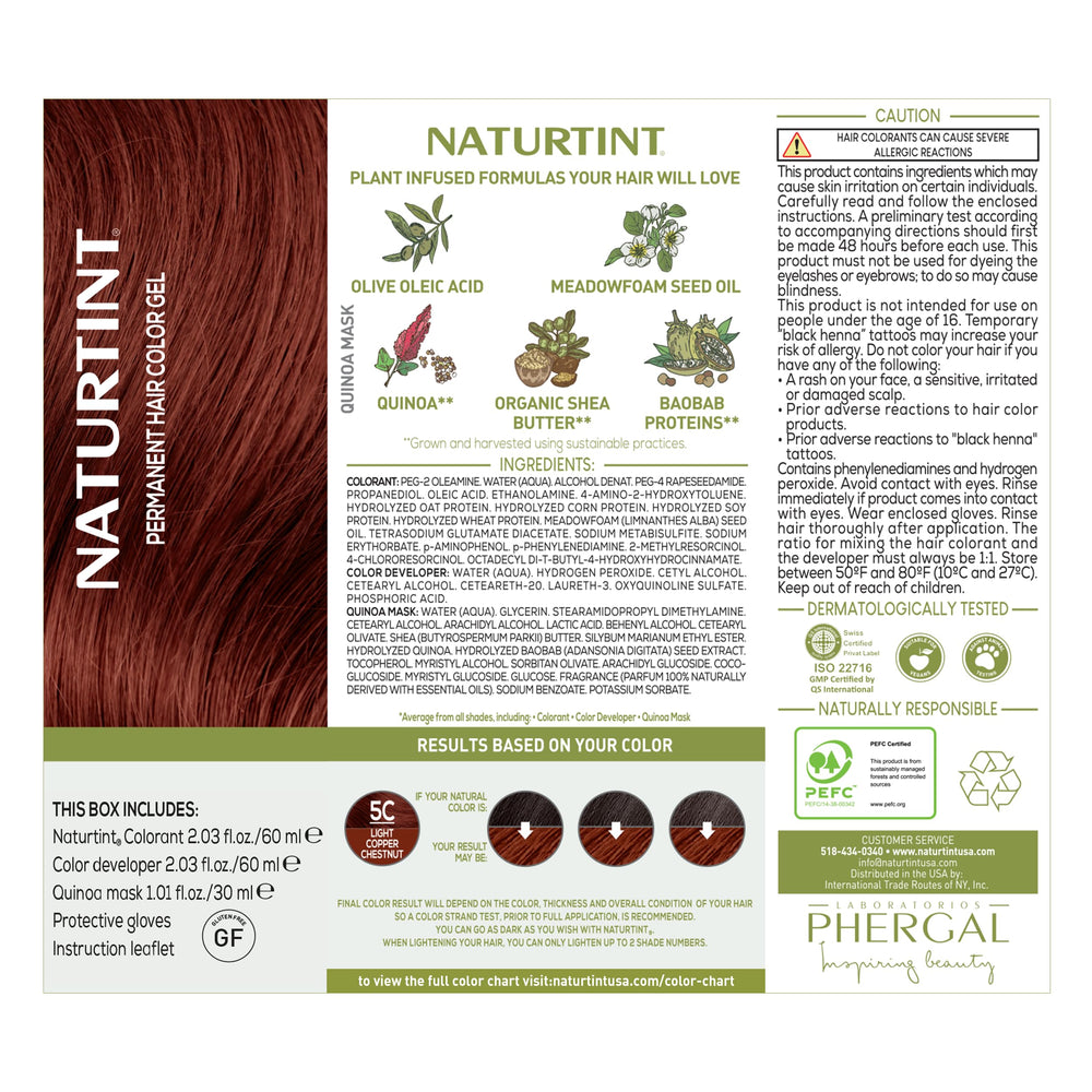 Naturtint 5C finished hair swatch in copper chestnut shade on model