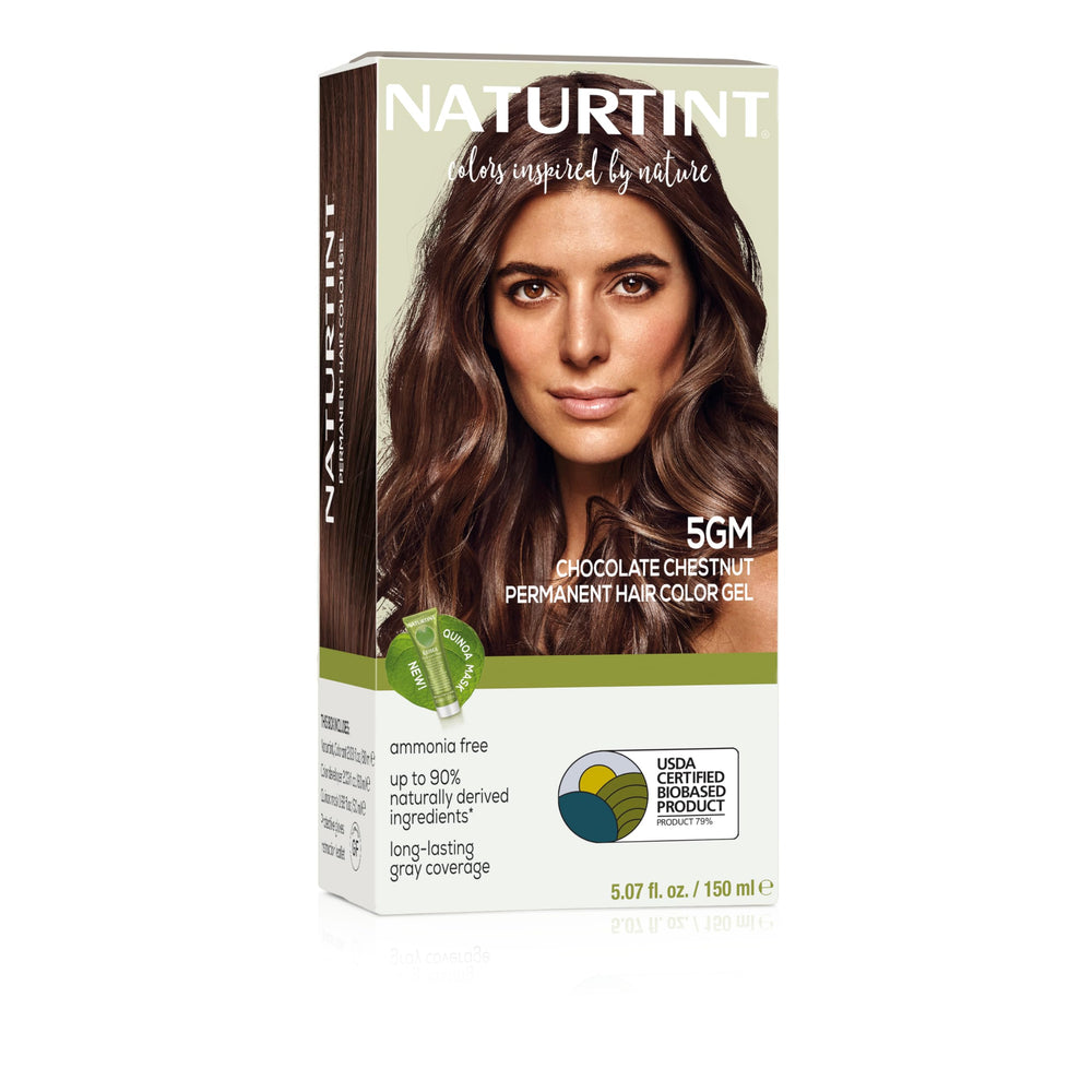 Naturtint 5GM Chocolate Chestnut packaging highlights vegan, cruelty-free permanent color.