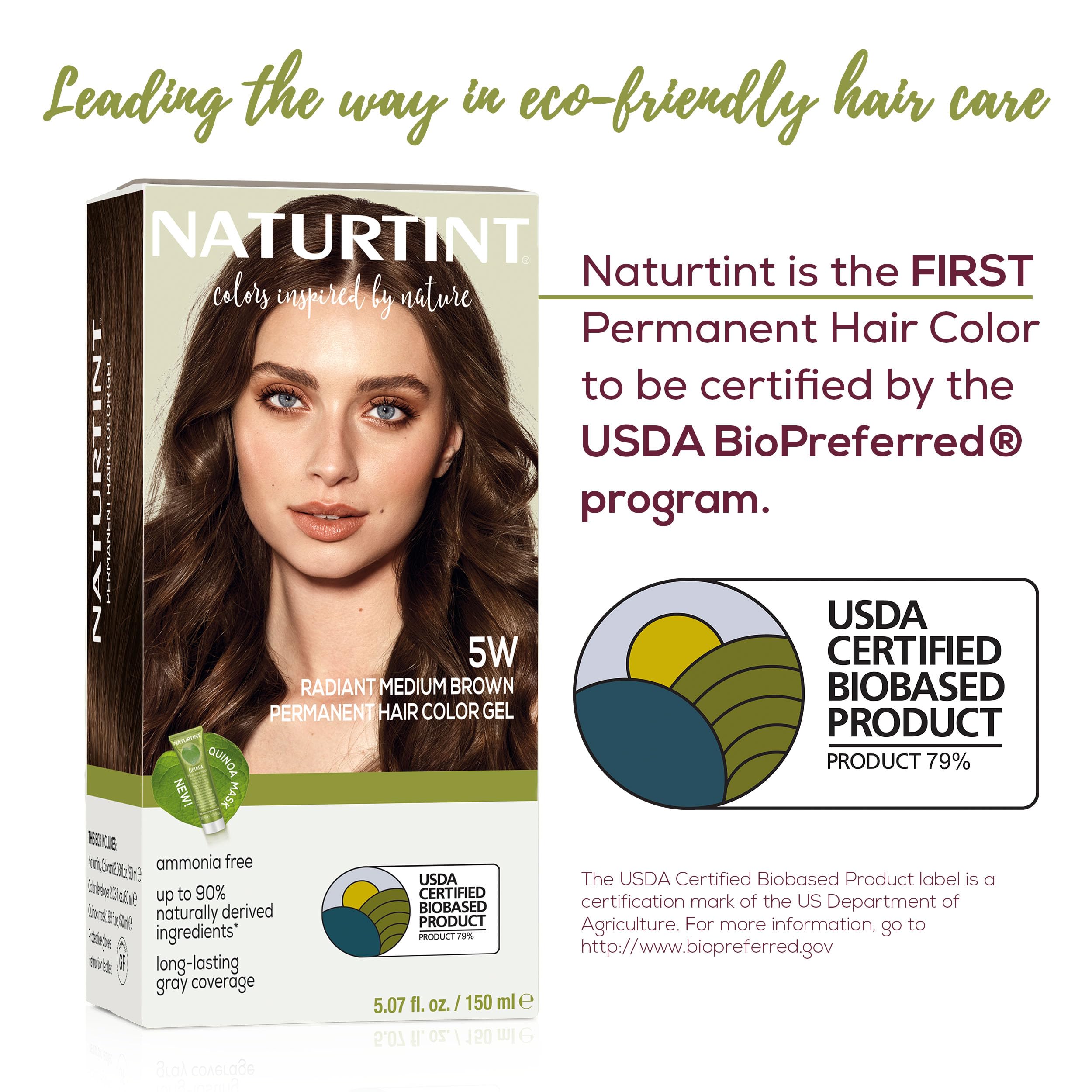 Naturtint 5W Radiant Medium Brown color result shows natural looking shade