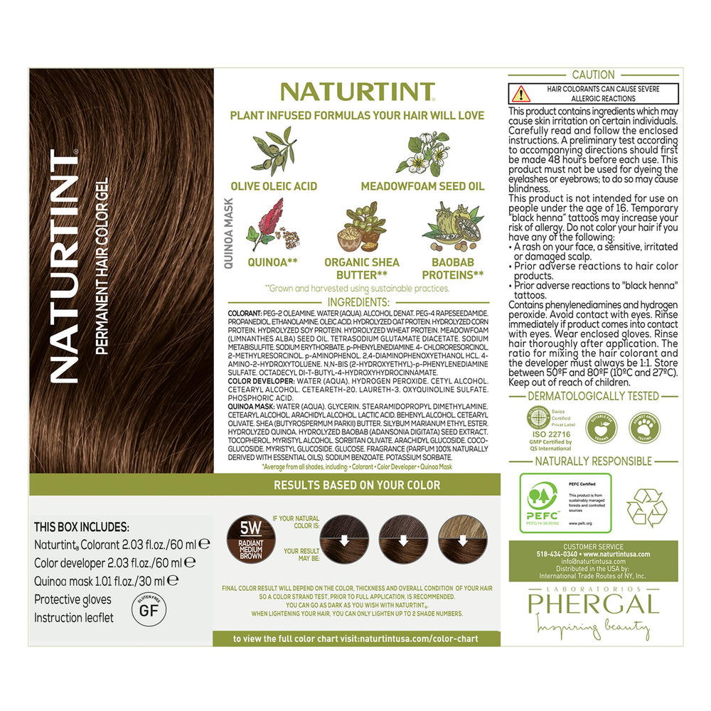 Naturtint 5W Radiant Medium Brown plant-based ingredients suggest healthier-feeling hair