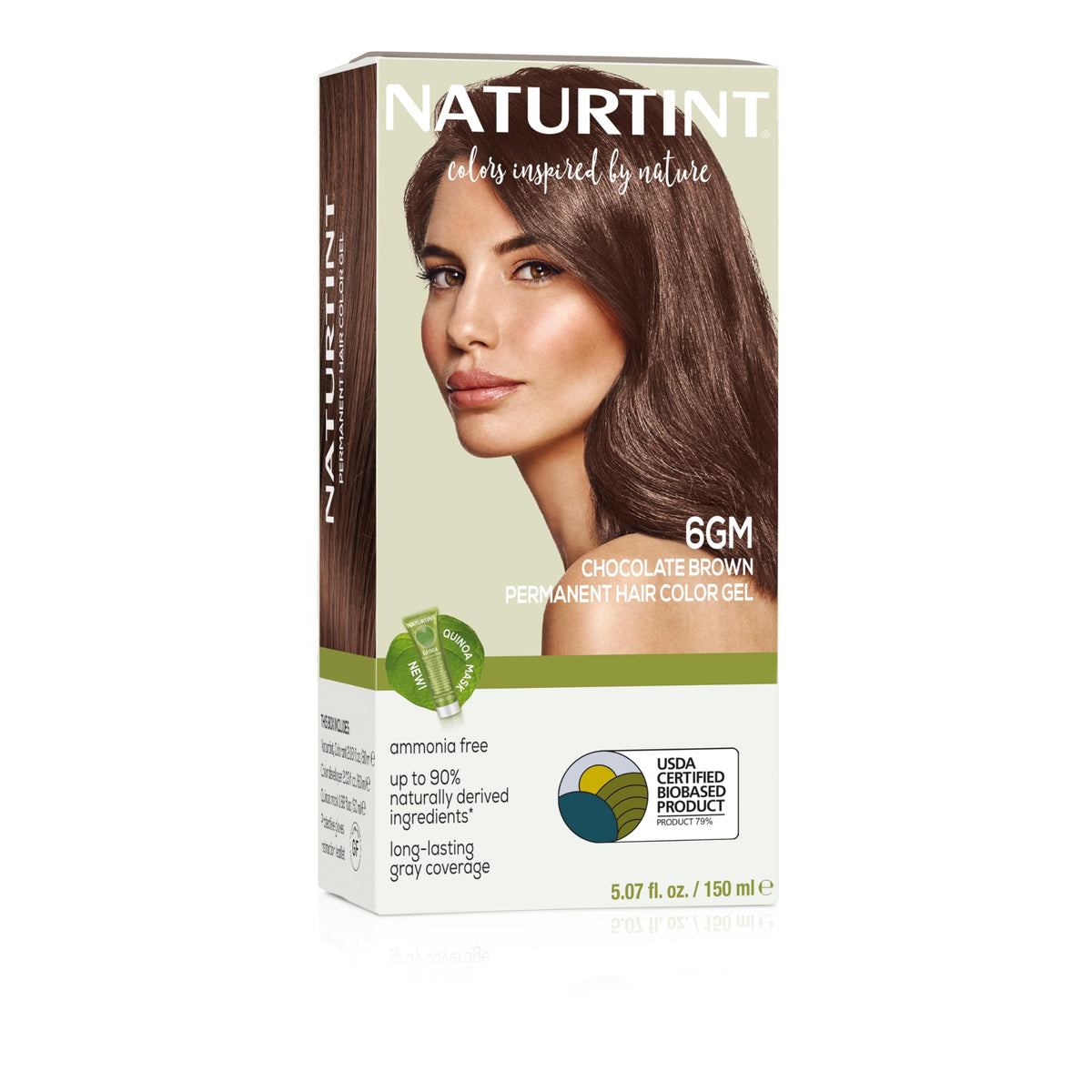 Naturtint 6GM chocolate brown packaging highlights vegan, cruelty-free permanent color