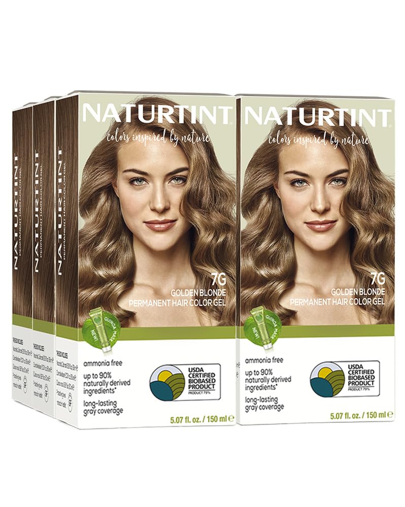Naturtint 7G Golden Blonde bottle showing ammonia-free color for at-home results