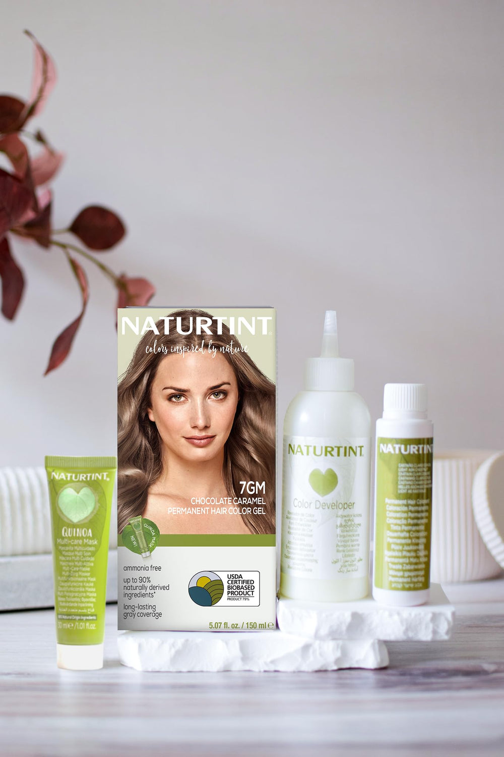 Naturtint 7GM chocolate caramel color application with gloves for comfortable at-home use