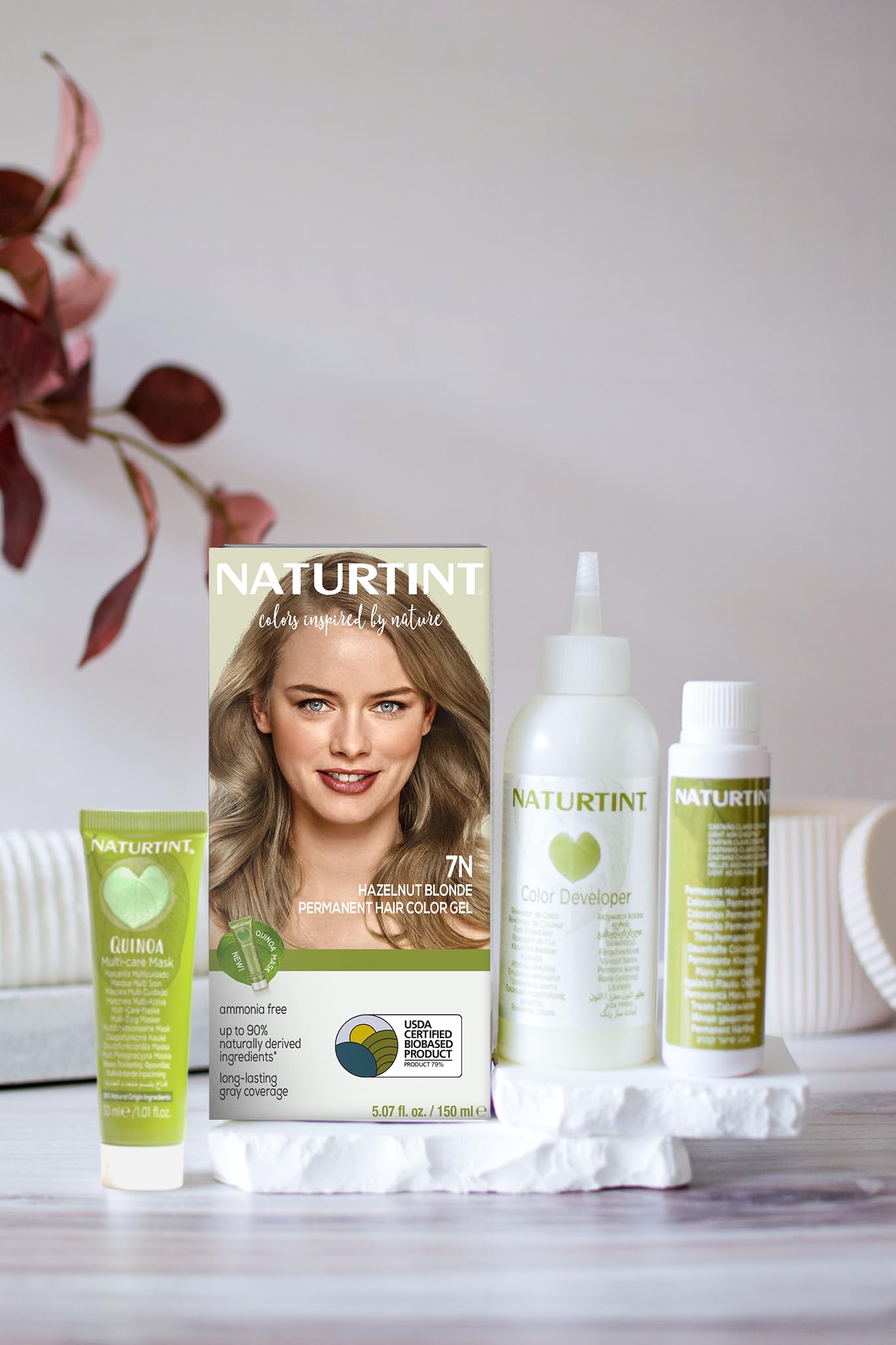 Naturtint 7N Hazelnut Blonde at-home application for easy color at home