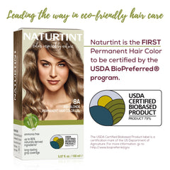 Naturtint 8A Ash Blonde application gloves show mess-free, home-coloring convenience.