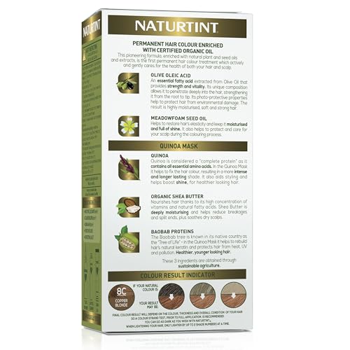 Naturtint 8C Copper Blonde ingredients emphasize plant-based formulas for healthier hair feel.