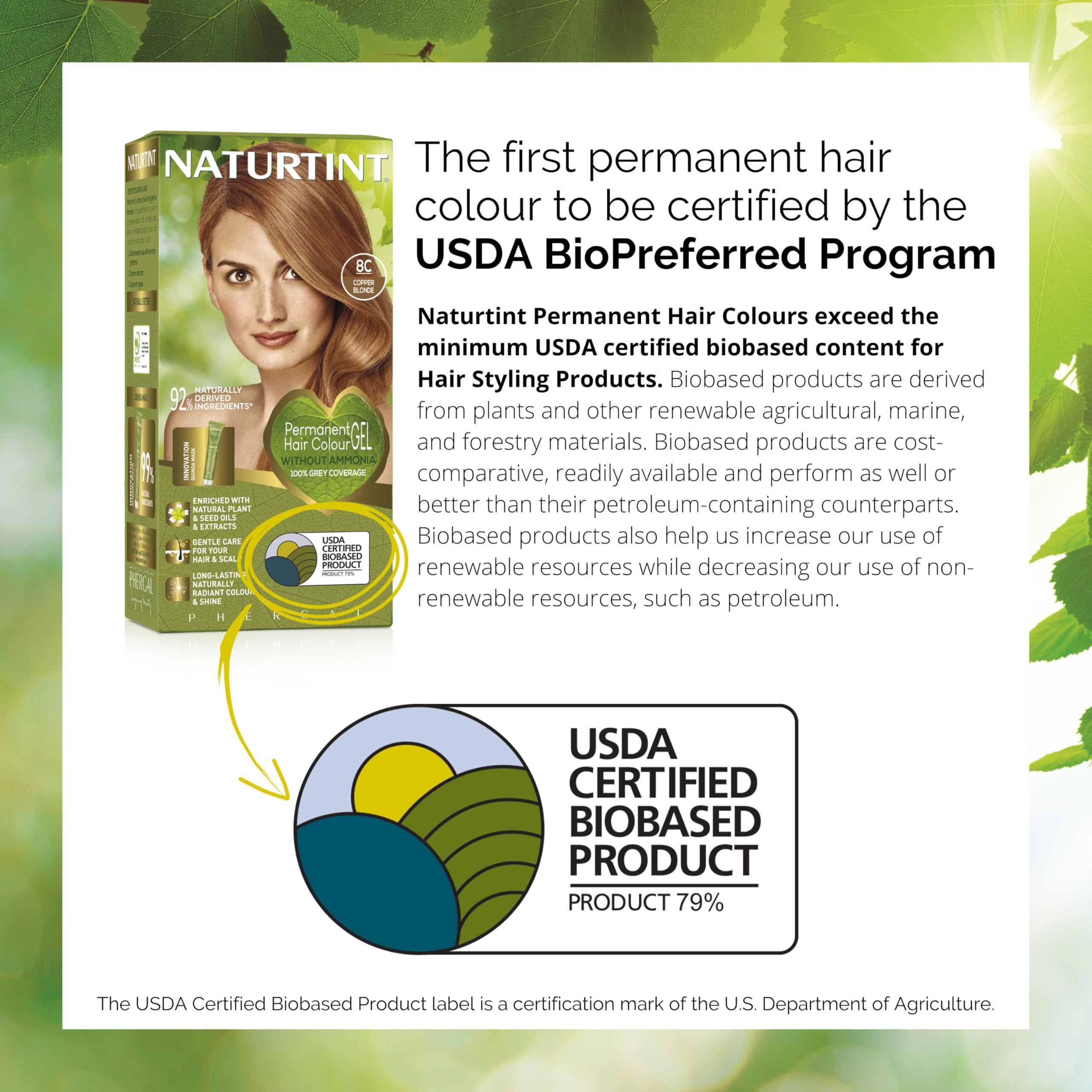 Naturtint 8C Copper Blonde vegan cruelty-free badge supports ethical beauty choices.