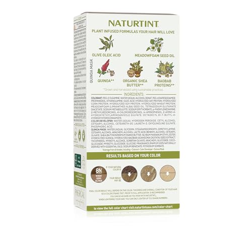 Naturtint 8N Wheat Germ Blonde bottle demonstrates ammonia-free formula for gentler color