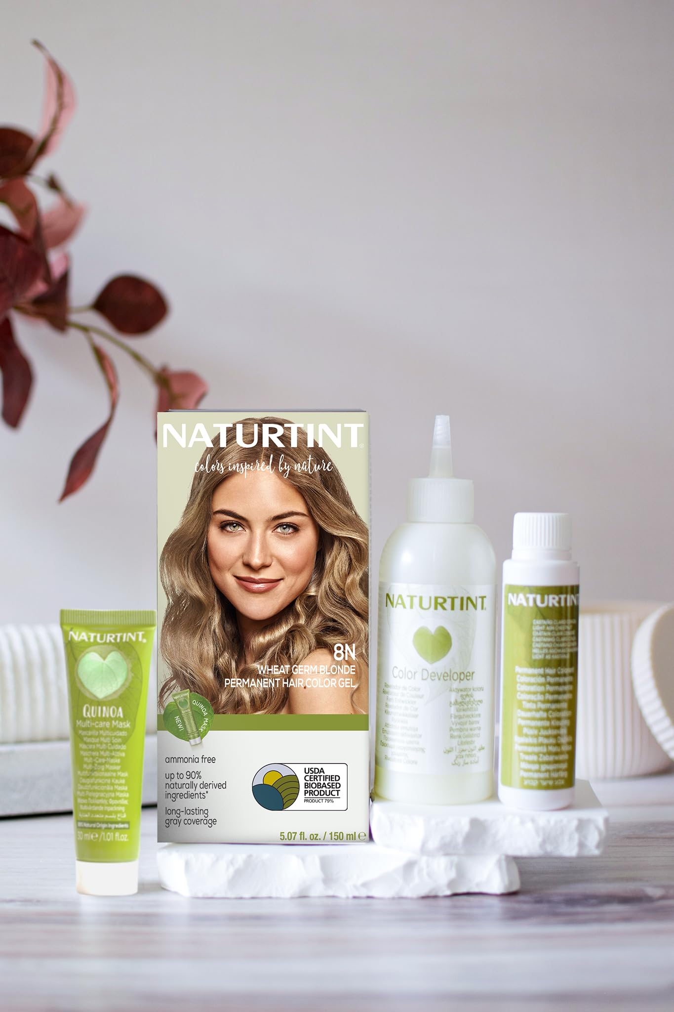 Naturtint 8N swatch image displays a natural blonde shade for believable results