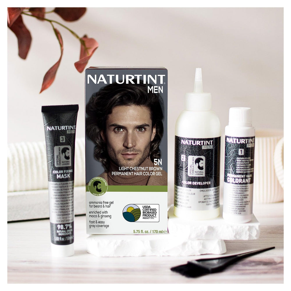 Naturtint ingredients visual featuring maca, ginseng, meadowfoam for hair-strengthening care