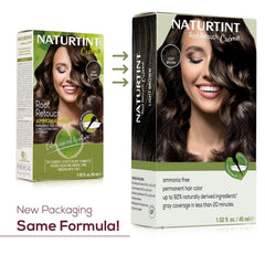 Naturtint Light Brown Root Retouch Creme tube closeup emphasizes quick, under-20-minute color blending.