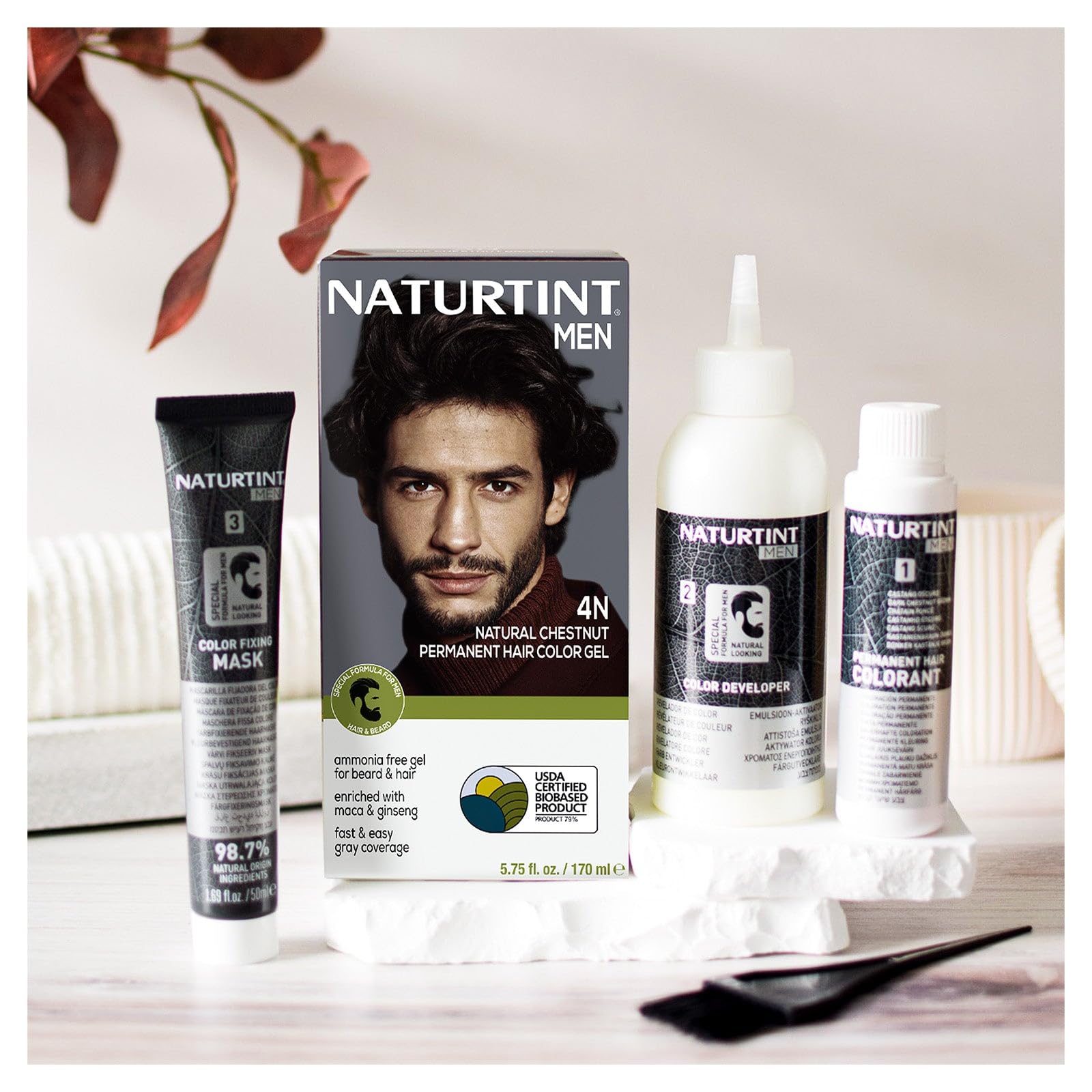 Naturtint naturally derived Maca and Ginseng ingredients highlighted for hair health