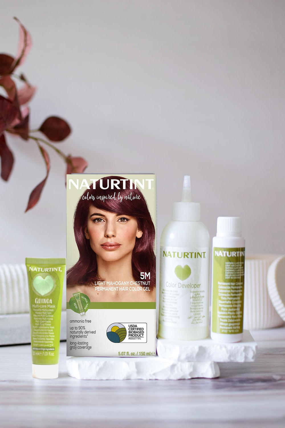 Naturtint plant-based ingredients label communicates gentle nourishing care during color processing
