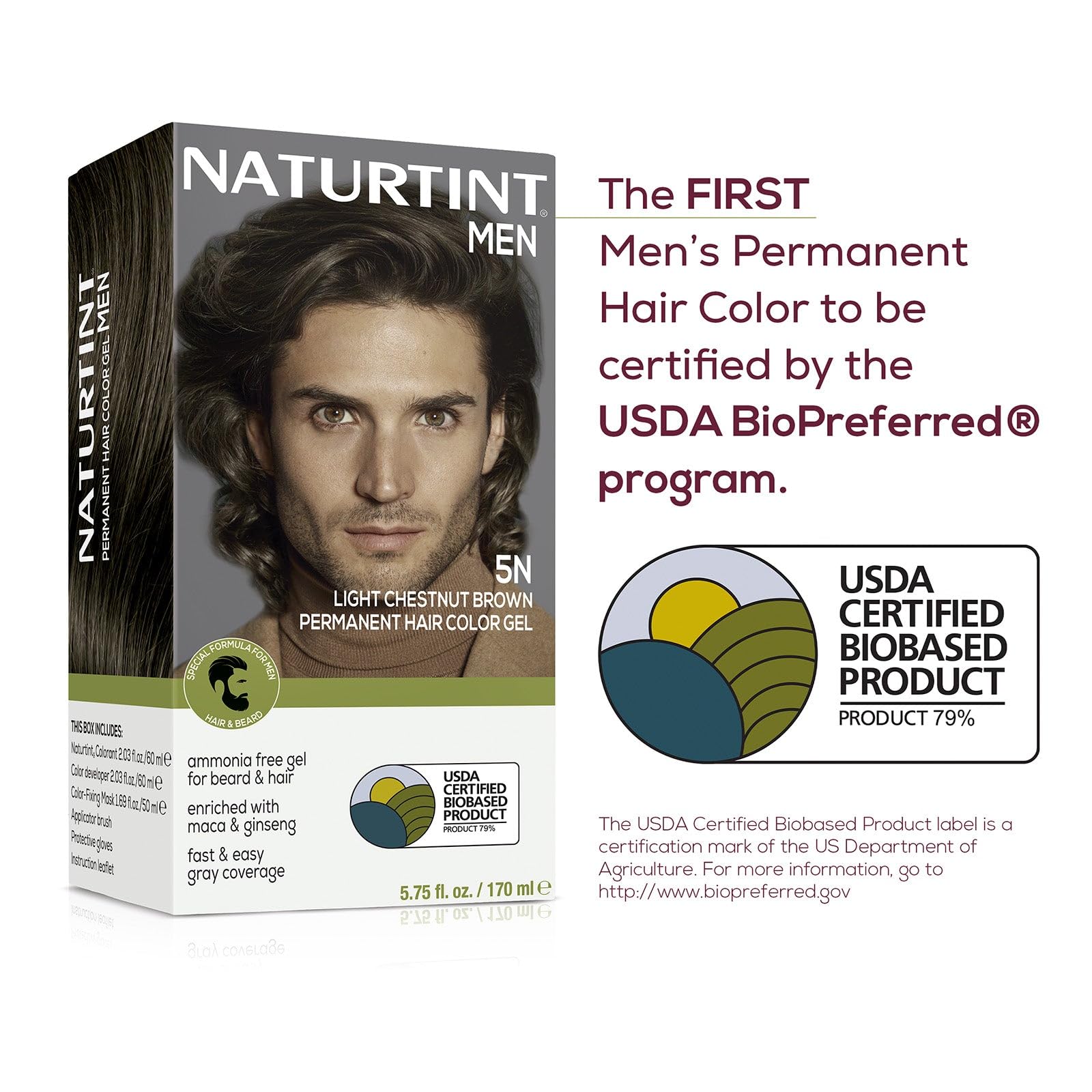 Naturtint packaging displays USDA BioPreferred certification for sustainable formula