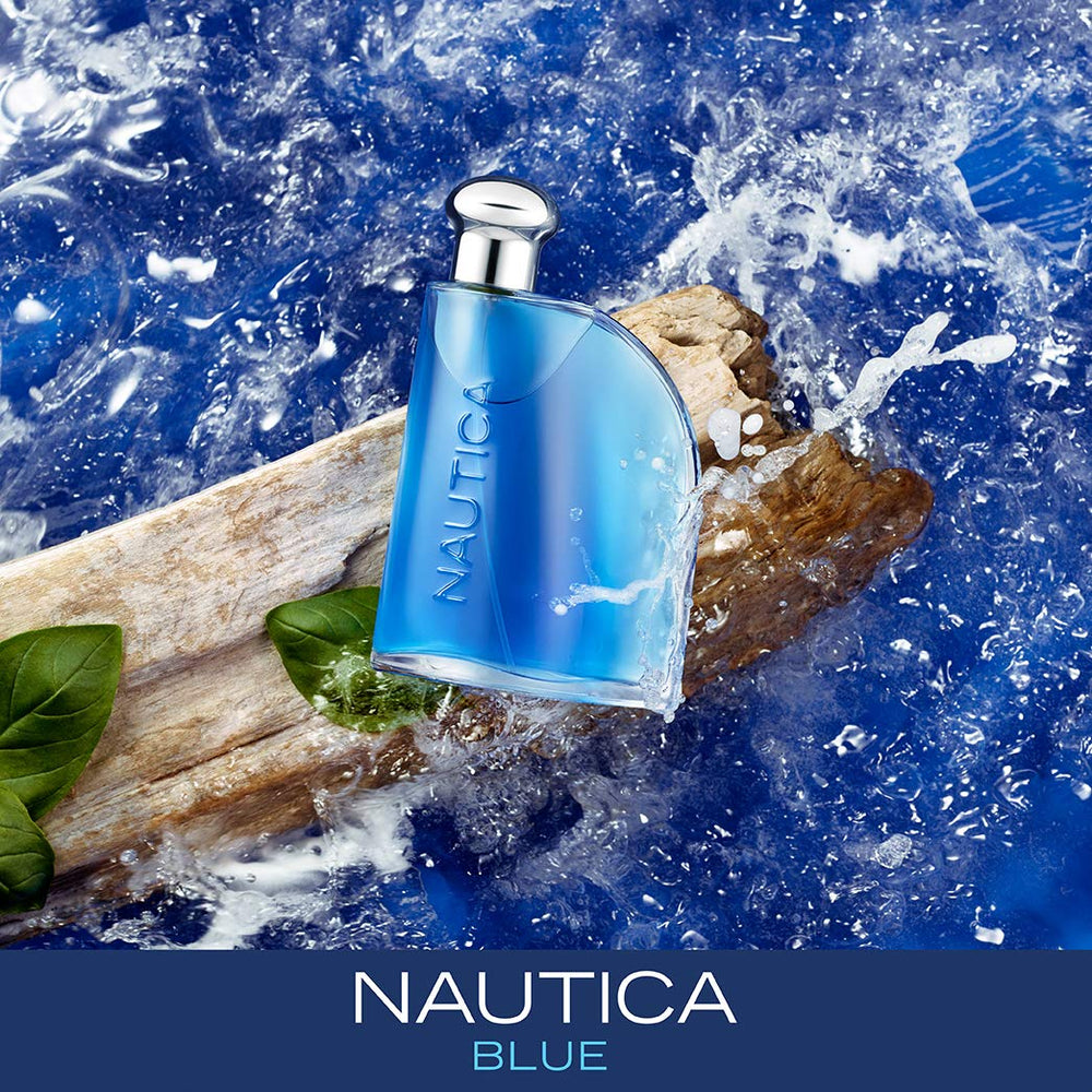 Nautica Blue EDT cap closeup highlighting premium packaging and ocean-inspired vibe