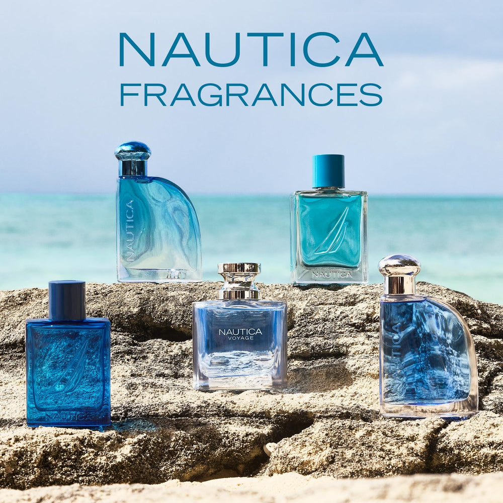 Nautica Blue EDT outer box opened to reveal a sleek bottle