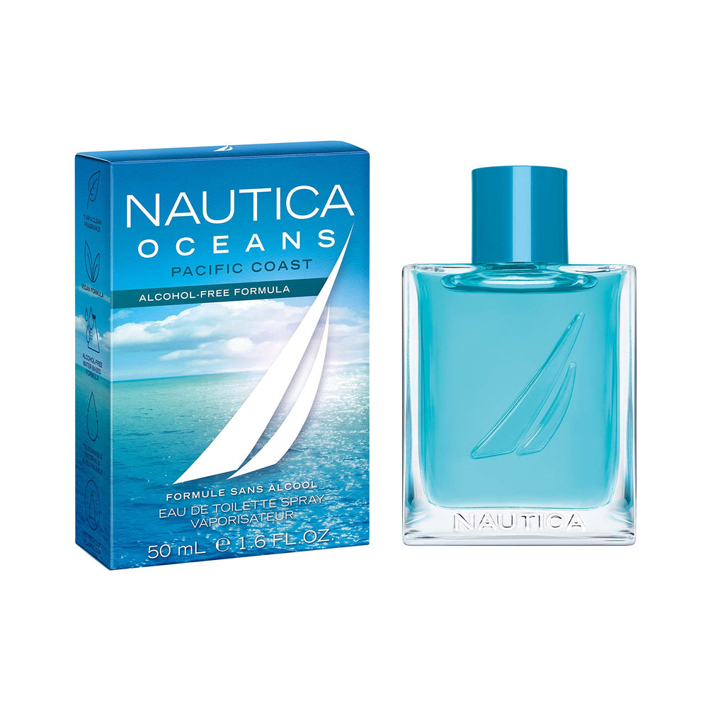 Nautica Oceans Pacific Coast bottle on display presents a fresh daily fragrance.