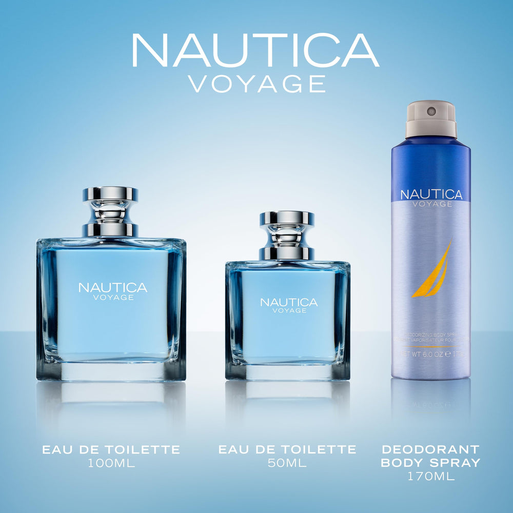 Nautica Voyage styled on a beach towel suggesting coastal freshness and casual wear