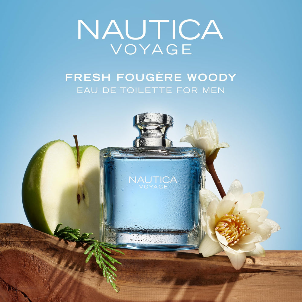 Nautica Voyage side label close-up highlighting scent notes and readable branding